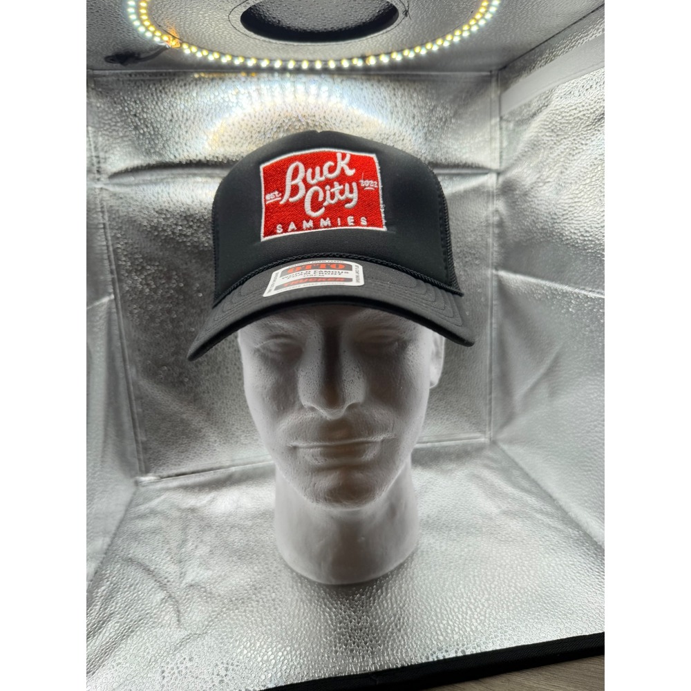 Buck City Sammies Otto Trucker Hat Black Foam Mesh Snapback Cap OSFM